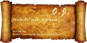 Ondrásik Janina névjegykártya